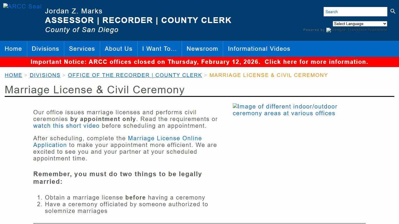 Marriage License & Civil Ceremony